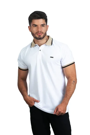 Camiseta tipo polo  BLANCO/JACQUARD 001FA