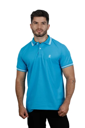 Camiseta tipo polo turquesa 001w