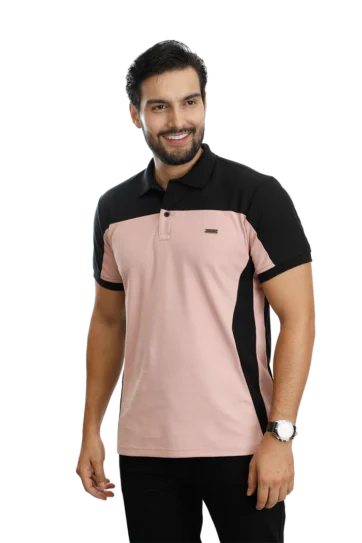 Camiseta tipo polo negro guayaba 085b
