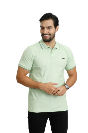 Camiseta tipo polo verde limon 001E4