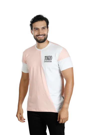 Camiseta T-Shirt Urbana rosado blanco Hombre 018c