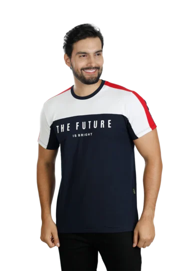 Camiseta T-Shirt Urbana azul osc blanco rojo Hombre 012c