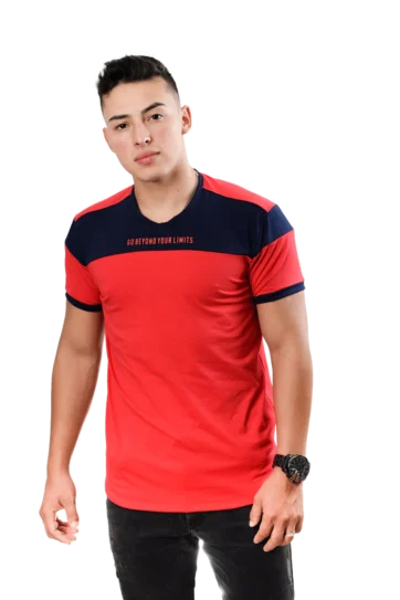 Camiseta T-Shirt Urbana rojo azul oscuro Hombre 017b