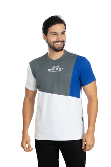 Camiseta T-Shirt Urbana cross azul rey blanco Hombre 013a