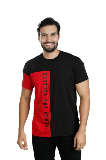 Camiseta T-Shirt Urbana Negro Rojo Hombre 014A