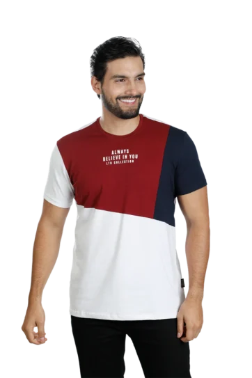 Camiseta T-Shirt Urbana vinotinto azul osc blanco Hombre 013B