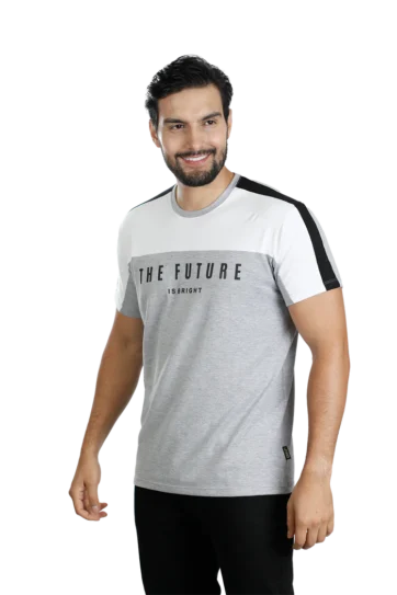 Camiseta T-Shirt Urbana jaspe blanco negro Hombre 012a