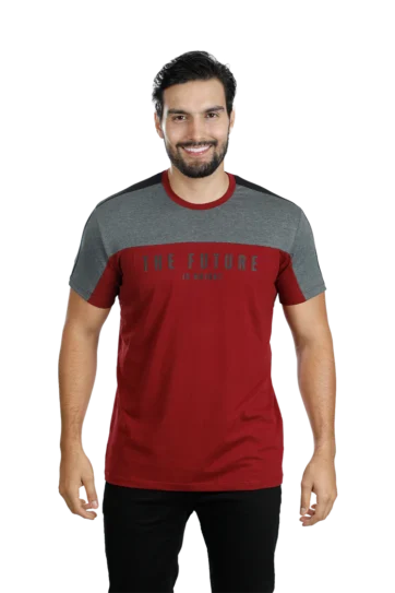 Camiseta T-Shirt Urbana vinotinto blanco negro Hombre 012b
