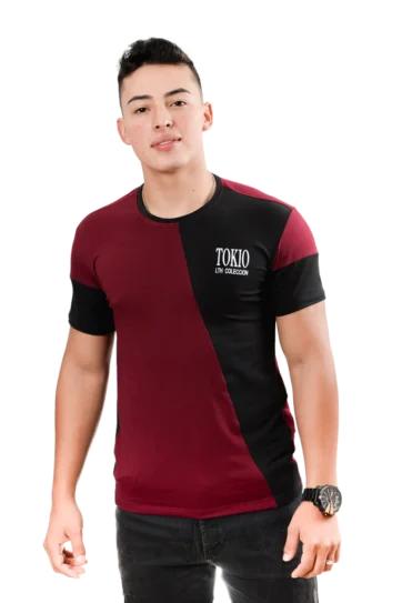 Camiseta T-Shirt Urbana vinotinto negro Hombre 018b