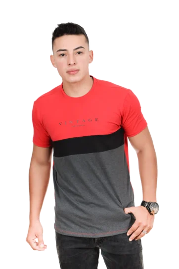 Camiseta T-Shirt Urbana rojo negro cross Hombre 019b