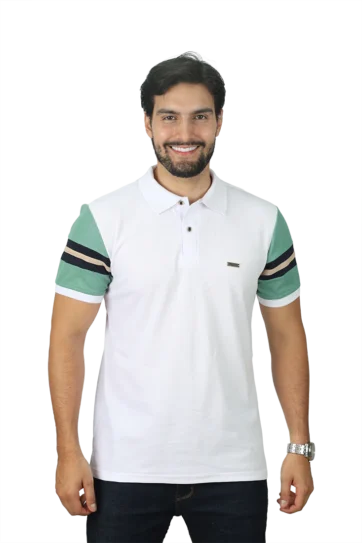 Camiseta tipo polo blanco olivo 095c