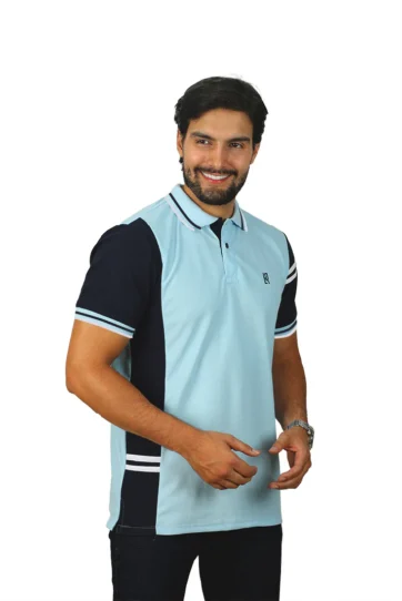 Camiseta tipo polo azul claro azul osc negro 093c