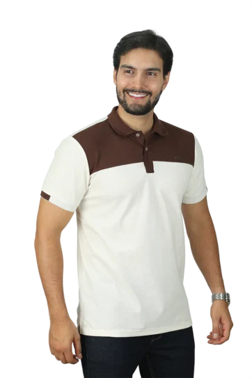 Camiseta tipo polo marfil cafe 091d