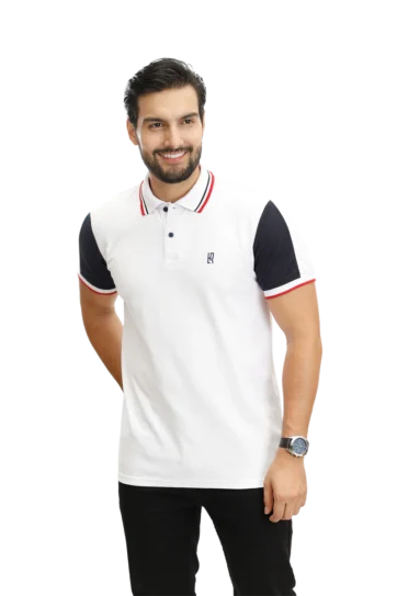Camiseta tipo polo blanco azul osc 089d