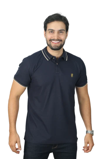 Camiseta tipo polo azul oscuro 001ga1