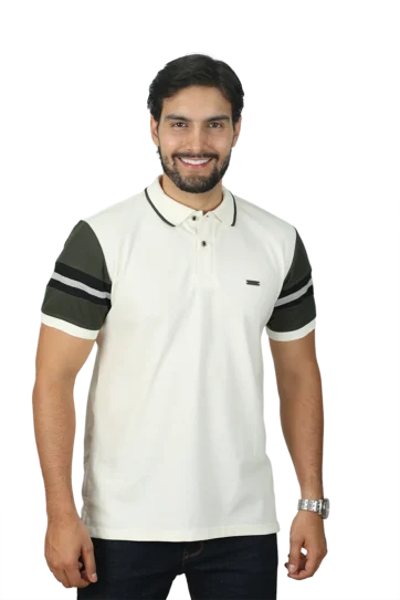 Camiseta tipo polo marfil militar 095d
