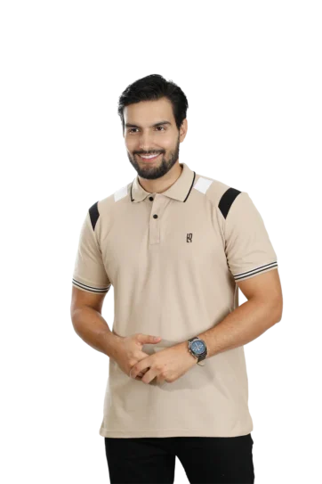 Camiseta tipo polo caqui negro blanco 088e