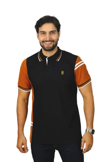 Camiseta tipo polo negro terracota blanco 093d