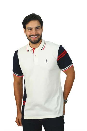 Camiseta tipo polo marfil azul osc rojo 093f
