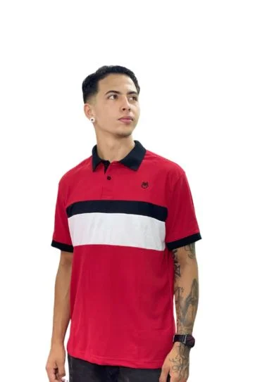 Camiseta Polo rojo negro blanco para Hombre j11 4 Camiseta Polo rojo negro blanco para Hombre j11 - Image 2