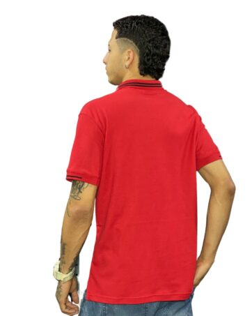 Camiseta Polo negro rojo para Hombre j9