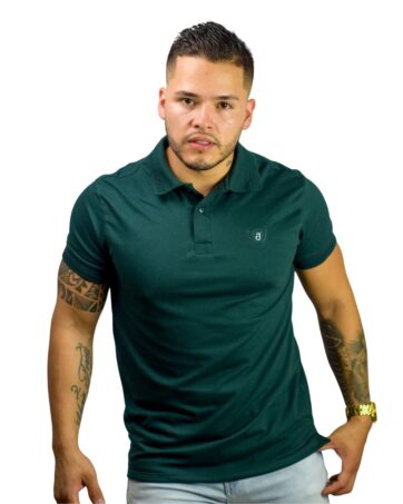 Camiseta Polo verde pino para Hombre j1