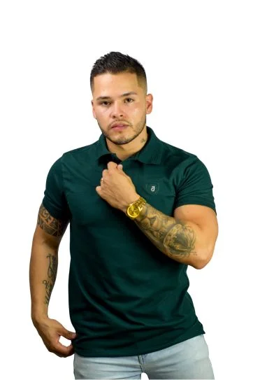 Camiseta Polo verde pino para Hombre j1 2 camiseta polo verde pino basica barata