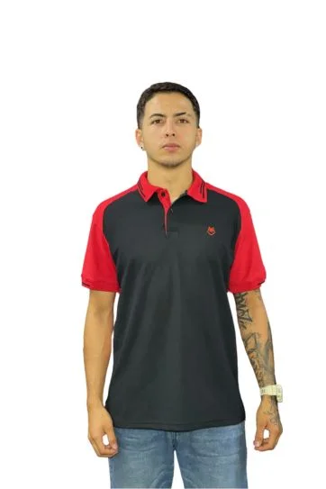Expertos en Camisetas Tipo POLO 207 Camiseta Polo negro rojo para Hombre j9