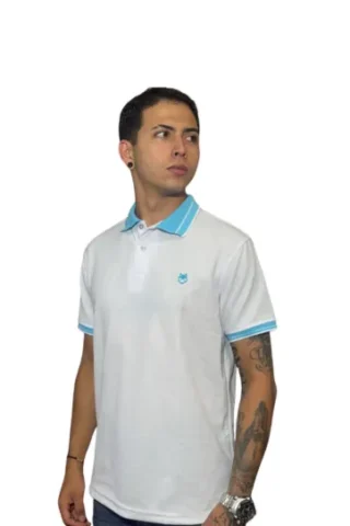 Expertos en Camisetas Tipo POLO 96 Camiseta Polo blanco azul para Hombre j4