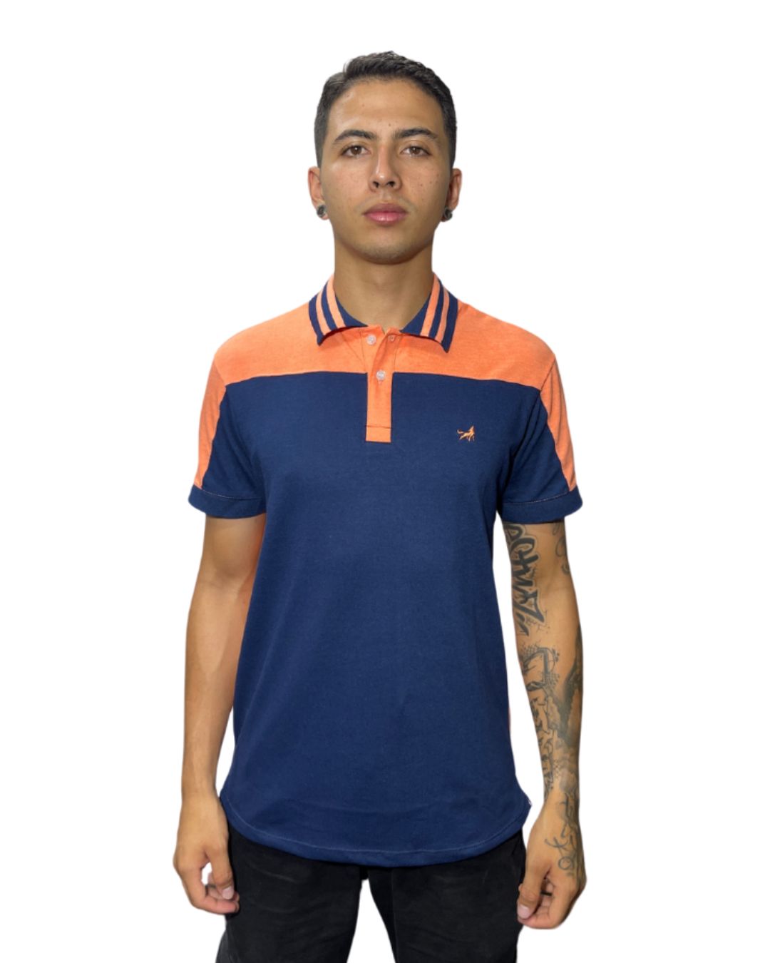 Camiseta Polo azul naranja para Hombre j10 4 Camiseta Polo azul naranja para Hombre j10 - Image 2