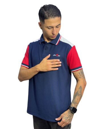 Camiseta Polo azul rojo para Hombre j6