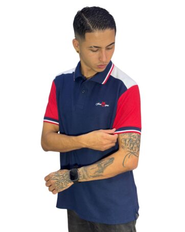 Camiseta Polo azul rojo para Hombre j6
