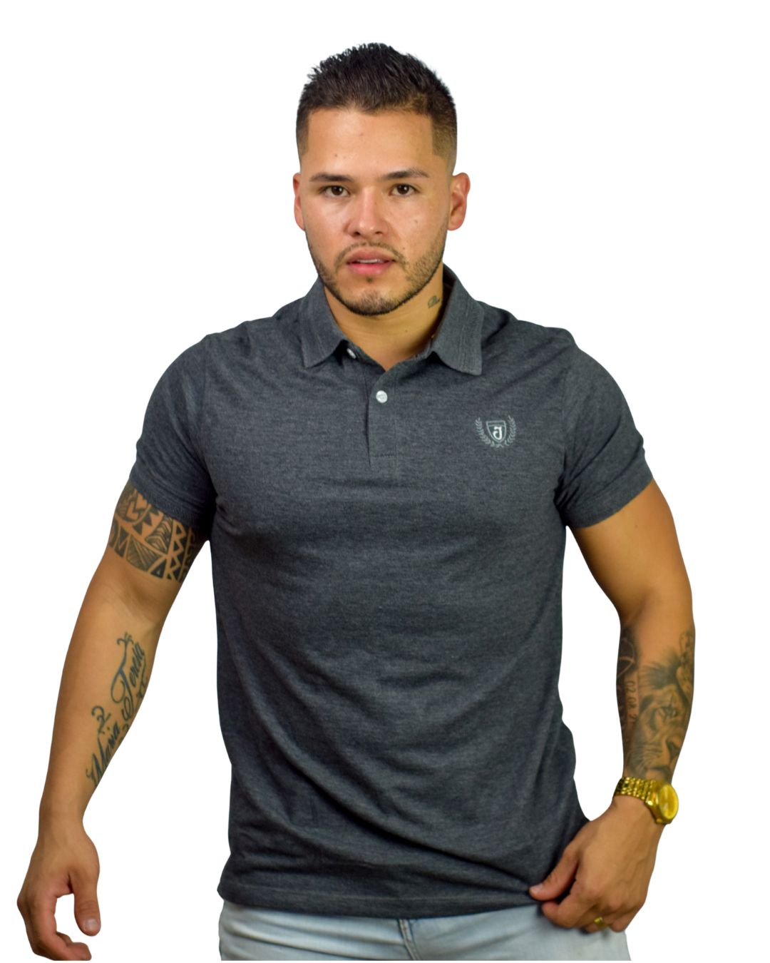 Camiseta Polo gris oscuro para Hombre j1