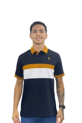Expertos en Camisetas Tipo POLO 99 Camiseta Polo negro ocre blanco para Hombre j11