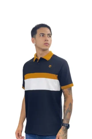 Expertos en Camisetas Tipo POLO 100 Camiseta Polo negro ocre blanco para Hombre j11