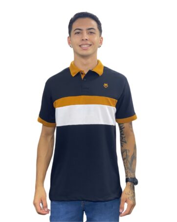 Camiseta Polo negro ocre blanco para Hombre j11