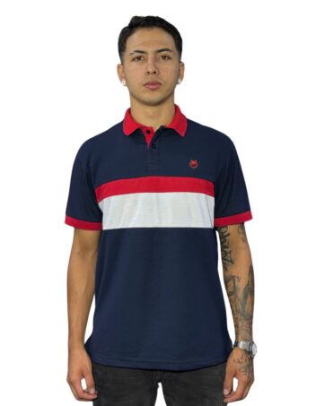 Camiseta Polo negro rojo blanco para Hombre j11