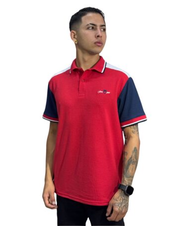 Camiseta Polo rojo azul para Hombre j6