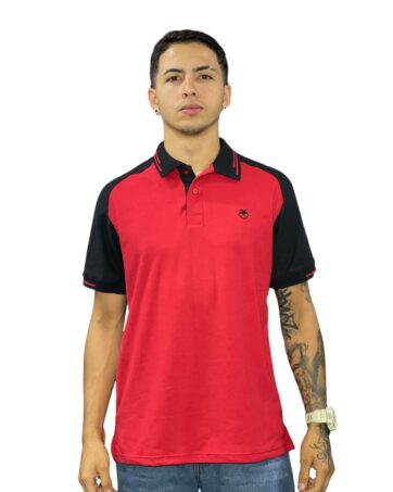 Camiseta Polo rojo negro para Hombre j9