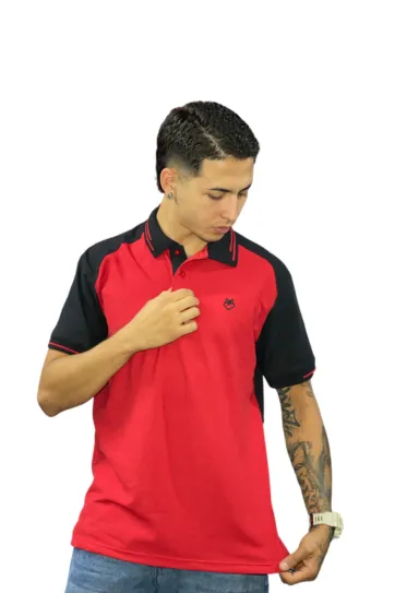 Expertos en Camisetas Tipo POLO 47 Camiseta Polo rojo negro para Hombre j9