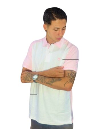 Camiseta Polo blanco rosado para Hombre j9