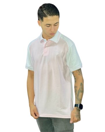 Camiseta Polo rosado blanco para Hombre j9