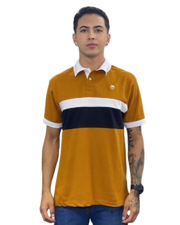 Camiseta Polo ocre blanco para Hombre j11