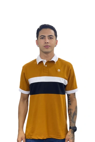 Expertos en Camisetas Tipo POLO 29 Camiseta Polo ocre blanco para Hombre j11
