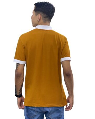 Camiseta Polo ocre blanco para Hombre j11