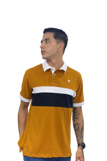 Expertos en Camisetas Tipo POLO 30 Camiseta Polo ocre blanco para Hombre j11