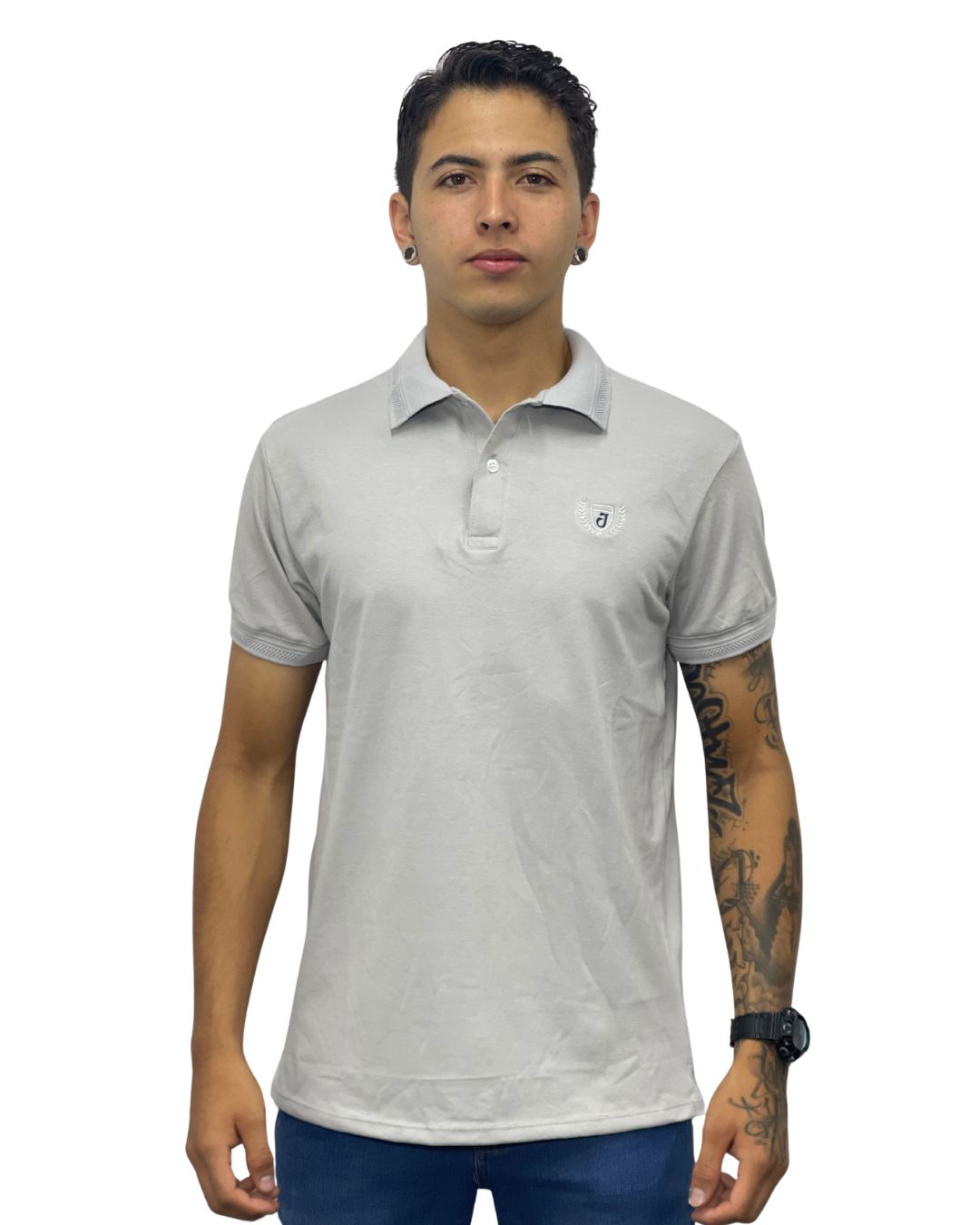 Camiseta Polo gris claro para Hombre j1 4 Camiseta Polo gris claro para Hombre j1 - Image 2