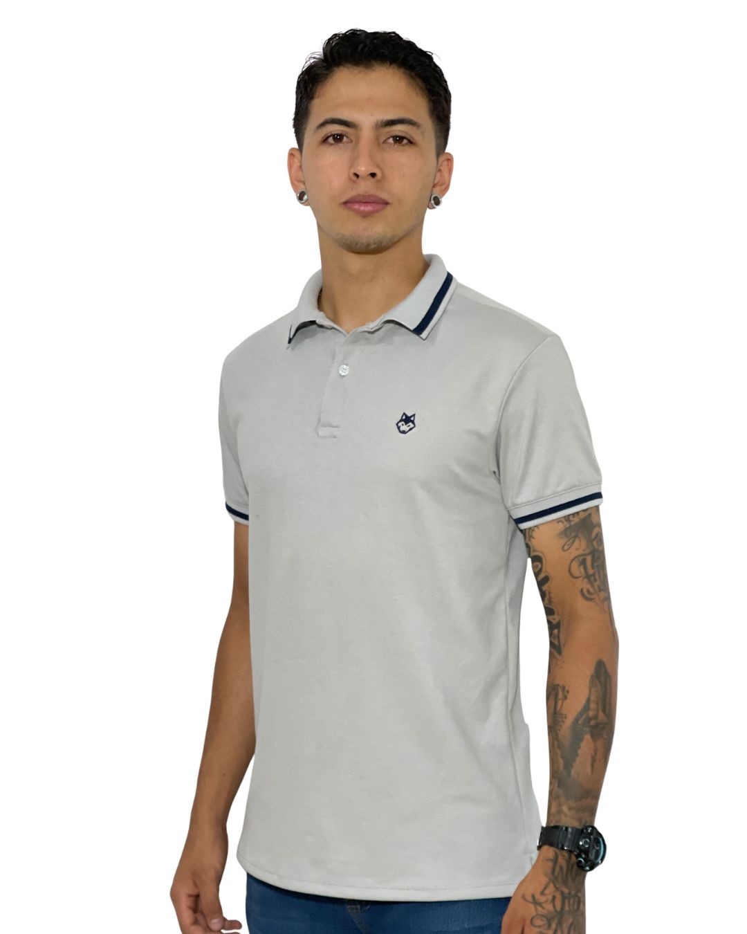 Camiseta Polo gris claro para Hombre j2 4 Camiseta Polo gris claro para Hombre j2 - Image 2