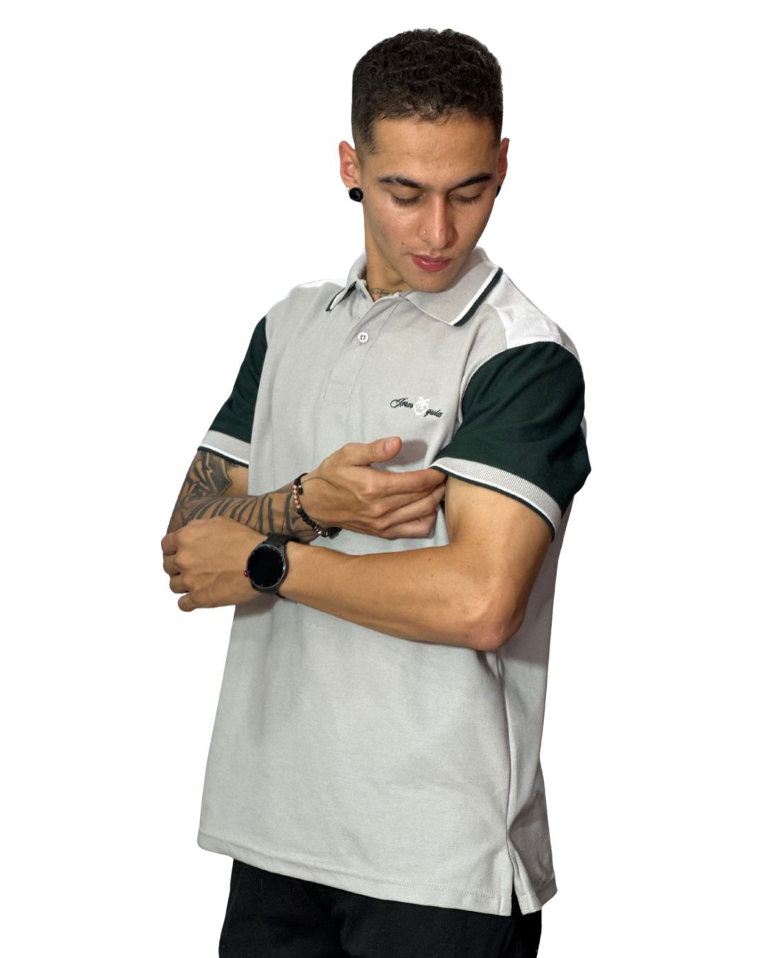 Camiseta Polo gris verde para Hombre j6 4 Camiseta Polo gris verde para Hombre j6 - Image 2