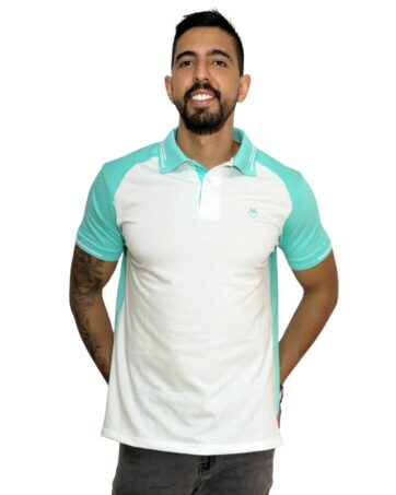Camiseta Polo blanco verde menta para Hombre j9